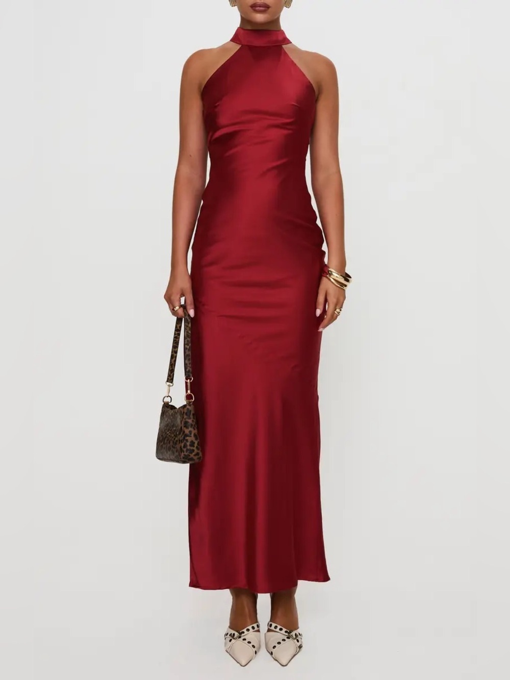 Princess Polly Mordecai Tie Back Satin Maxi Dress Size 4 B3078